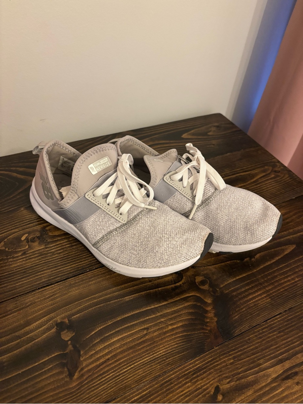 New Balance Pale Gray Knit Lace-Up Sneakers
